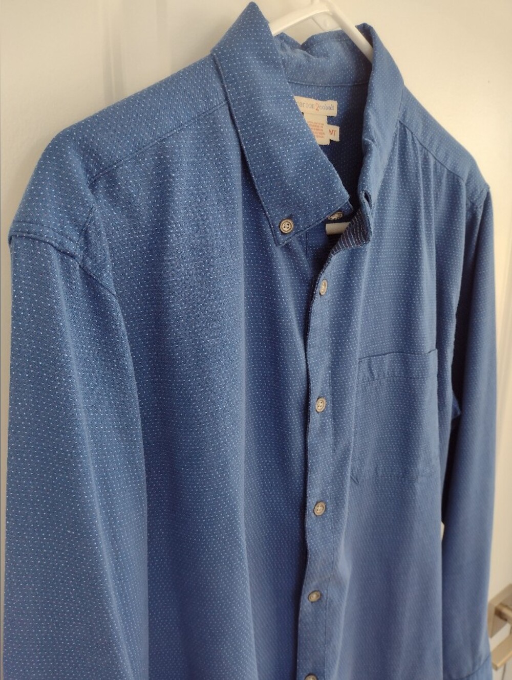 Carbon2Cobalt Men’s Medium Tall Blue Micro Dot Cotton Button Down Shirt